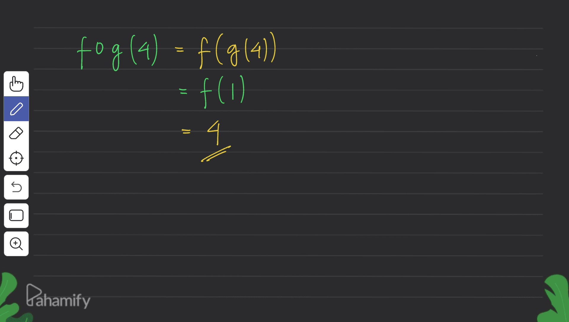 fog (4) = f(g(4)) ) f(u) ਅ ). O = b b no o Pahamify 