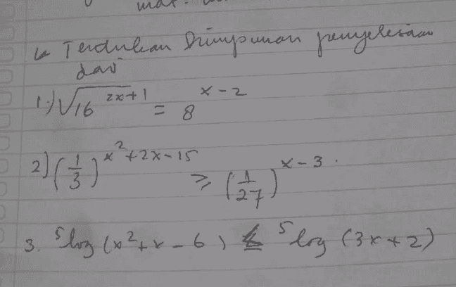 і теаѕеал үр шел үuage 1 daw x - 2 1 2х + 1 3 8 16 2 х 2х - 1 X- 3 . 2) (3) 11 3. Elog (x²+x-614 log (3x+2) 