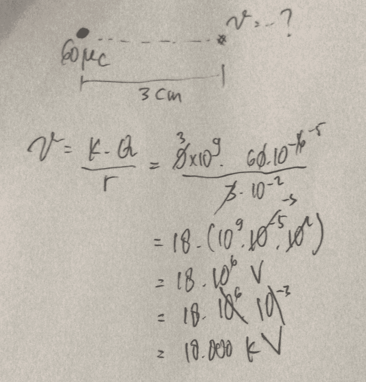 -? 安 copic - 1 3cm 3 V=4. Q 818 66. 10th k r 7. 10-2 5 her. ) 2 V = 18. (10165 = 18.100 v 18. 10 ide 2 10.000 kV - 