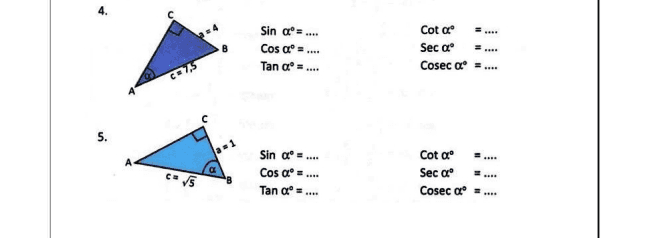 Sin cº = .... Cosa = Tan a = .... Cot a Sec a Coseccº ... CR7,5 5. asi cos Sin Q = .... Cos aº = .... Tan a Cota Seccº Coseccº = 