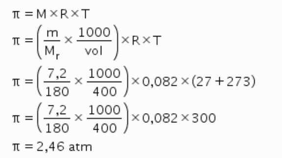 II T = MXRXT m 1000 TU х XRXT M, vol 7,2 1000 T = х x 0,082 x (27 +273) 180 400 7,2 1000 TT х x 0,082 x 300 180 400 T = 2,46 atm (2.2 . 