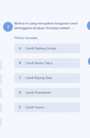 Berikut ini yang merupakan bangunan candi 2 peninggatan kerajaan Sriwijaya adalah .... Pilihan Jawaban A Candi Gedong Songo B Candi Muara Takus C Candi Bajang Ratu D Candi Prambanan E Candi Arjuna 