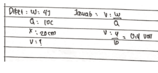 Ditet : W: 41 Q : loc X : 20 cm Jawab VW a 2 Bill Voll V:? 10 