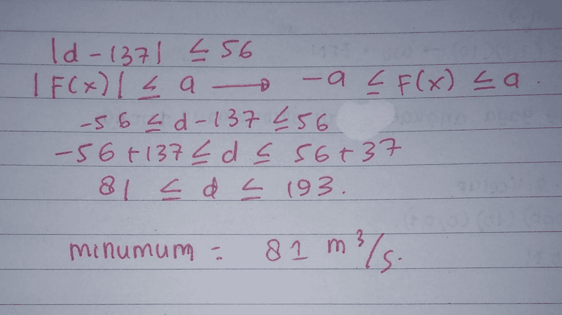 Id-1371 256 IF(x) 14 a -ac F(x) sa. -56 cd-137 256 -56 +137 L da s6+37 81 <ds 193. minumum - 81 m m3/s. 