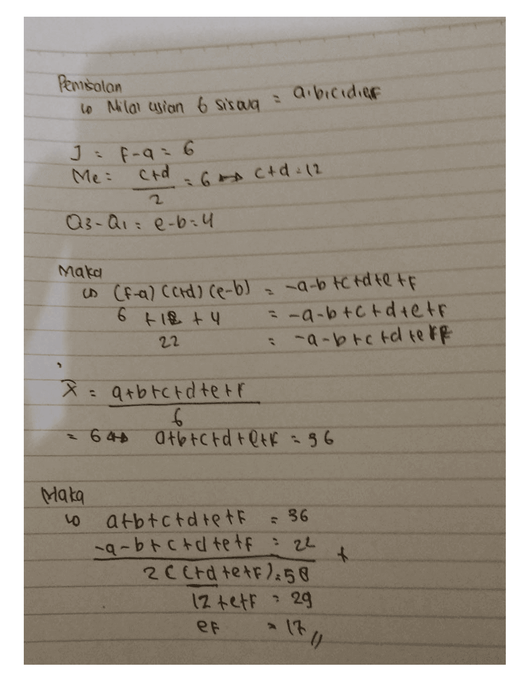 Penisolan to Hilal usian 6 siswa a bicidier J: Me F-a: 6 ced 6 crd 12 2 Q3-Qi: e-biu maka un (f-a) Cord) ce-b) 6 tlf + 4 22 -a-b to rdte to = -a-6 tot dietr -a-brotd terf X = arbrord tetr 6 = 644 atbtctd tett a g6 - 36 + Maka 10 atbtctdtet -a-btctdtetf : 22 acctd tetr/ 58 12 tetr 29 - 170) eF 