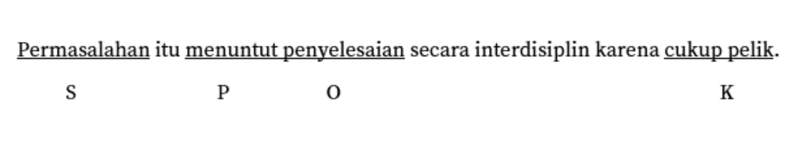 Permasalahan itu menuntut penyelesaian secara interdisiplin karena cukup pelik. S P 0 K 