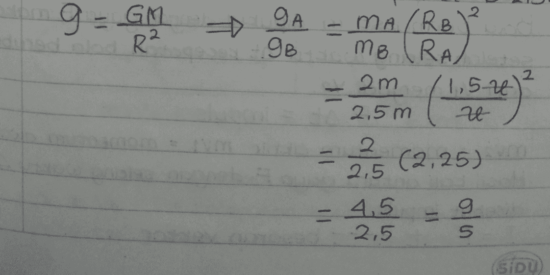 2 9 = GM R² पी ОА -mA/RB) 9B MB IRA 2m ( 1,5-8 2,5 m W e- 2 2 2,5 (2,25) = - 4,5 2.5 g 5 (Sibu 