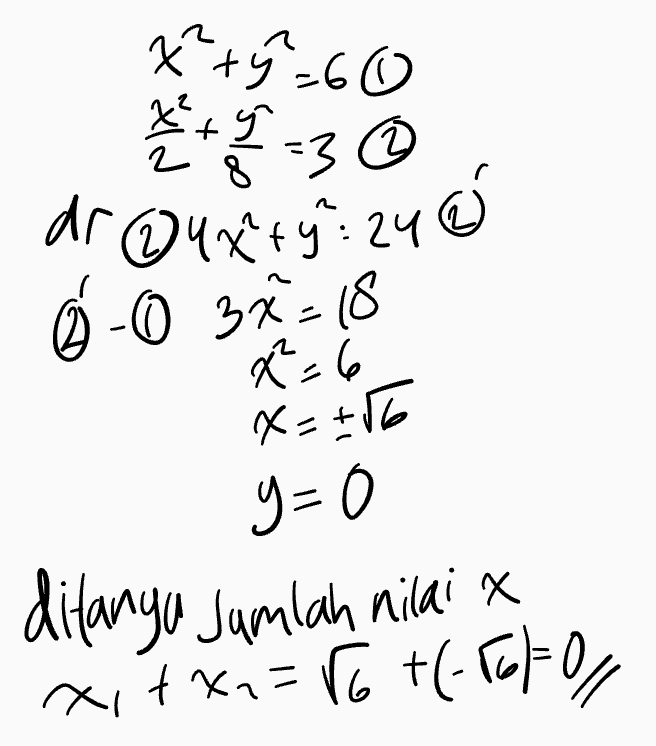 x²+²=60 +2 12 23 dr Quxty? 24 0 2 © 0 0 3 x=18 x² = 6 K = +{% g=0 ditanya jumlah nilai x xtX₂= txa = ro +. Totoy 