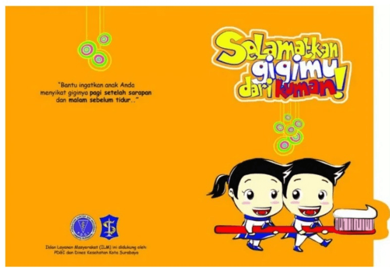 Selanom dar koman "Bantu ingatkan anak Anda menyikat giginya pagi setelah sarapan dan malam sebelum tidur.. Dilan Layanan Masyarakat (ILM) ini didukung oleh Poat don Dinas Kesehatan Kota Surabayo 