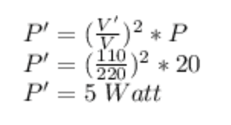 P' = (')* P P = (20)2 + 20 P = 5 Watt 
