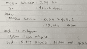 mossa 0,04 Pan Ipon Sukosa - 463,6 grom masso sukrosa 0,04 x 453,6 18, 149 yam whah ke miligram 'grom : 1000 miligram Judi, 18.199 X 1000 : 18,199 mili gram 