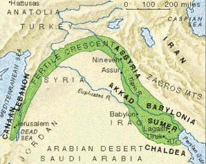 0 "Hattusas ANATOLIA 100 200 miles CAS PYAN SEA TURKEY Ninevaht Assur FERTILE CRESUE4 SYRIA IRAN WEDITERRANEAN SPA ZAGROSTS AKKAD Euphrated CANAANLEBANON BABYLONIA Babylon IRAQSUMER agasi Uruk Jerusalem A DEAD UC ARABIAN DESERTCRALDEA SAUDI ARABIA SEA O JOR Persiandus 