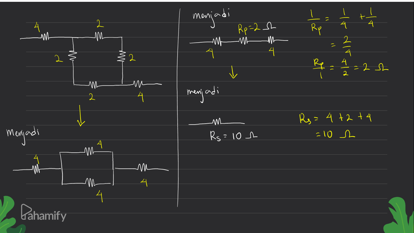 menjadi Ir 2 2 СМИ Rp=2 sh Rp WL - 4 = -WF 4 시 elfan Al- 2 Me —Н 2 4 = 2 h 2 m m 2 menjadi menjadi W Rs=104 Rs=4+2 +4 =10 s m ус 4 시 4 Pahamify 
