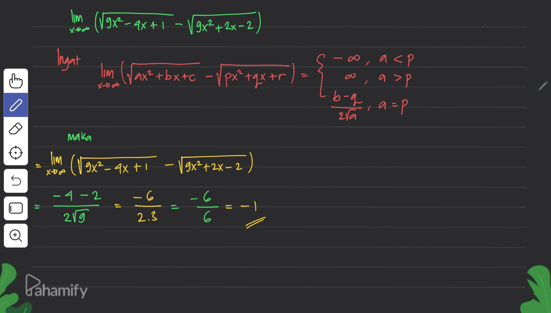 lm (1984-9x + 1 X-P Vgx²+2x-2 Ingat ,a<P lim Wax²+bx+c - Vpx?tq xtr they c ) - {. a a>Р / X-DO b-q, a=P -= ar maka lim (N9x²_axti 9x²+2x-2 ) X- хve ภ n. -4-2 6 10 .6 6 . - ) 2rg 2.3 Đ Pahamify 