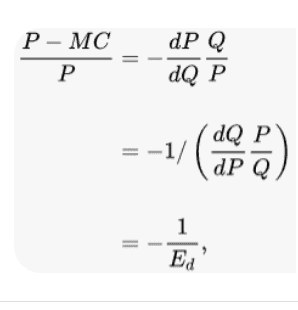 dP Q P- MC P dQ P dQ P = () dP 1 Ed 