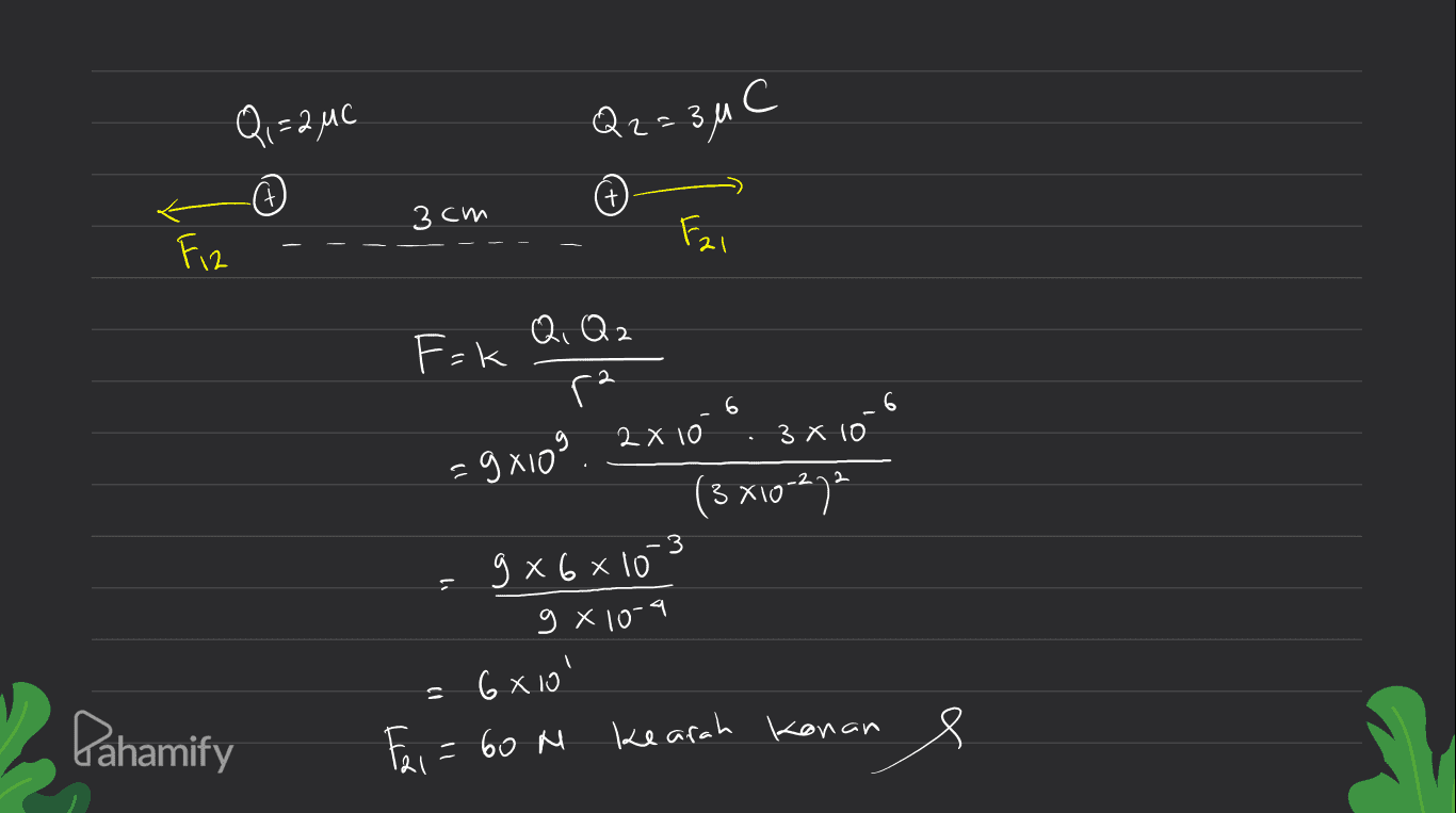 О са ис 4- зис (4) 3 см Fal Fiz F=k Q, Q2 (2 = 0x0° 6 2х10 3 xo (5 xio-1)- - 9х6 х 103 9X10-4 (хо F = 62 м с Pahamify kearah Konan Я 