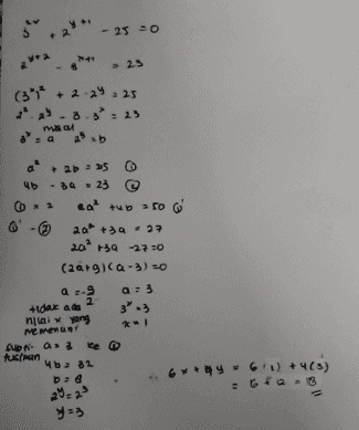 '-25=0 25 (3")² + 2.24 > 25 2.2.8.32 maa d, a ab a 2b 25 чь - а . 23 © 2 aa² tub 250 W - 2a +29.27 20+39 270 (2argica-3) to a-9 a: 3 2 +dak ada 3. nilai yang Memenu ADN a 3 e Auran чba 01 bro .6*+6)+(s) = 6f218 YE 
