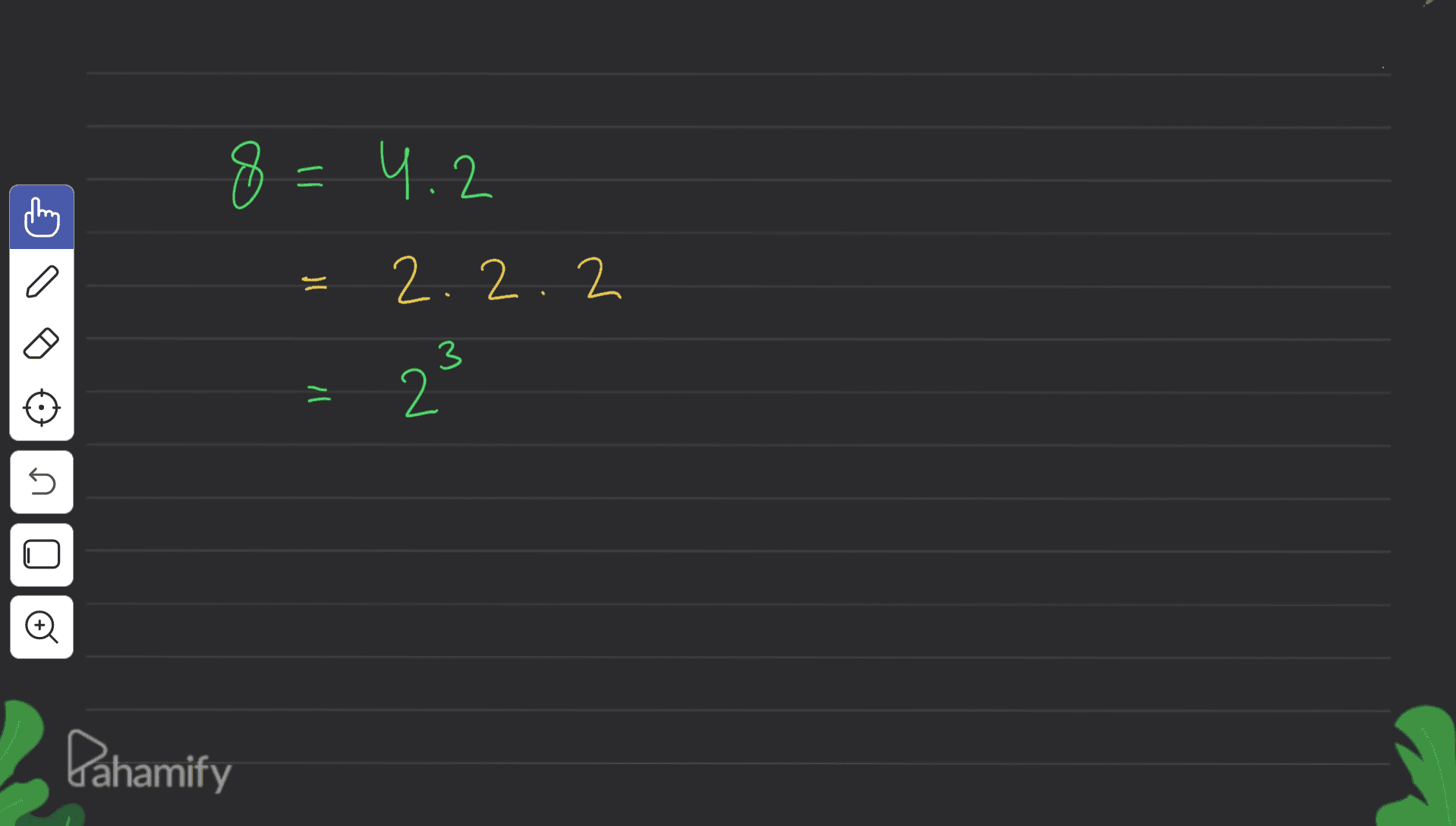 8 = 4.2 2.2.2 = 3 3 - 2 U U o Pahamify 