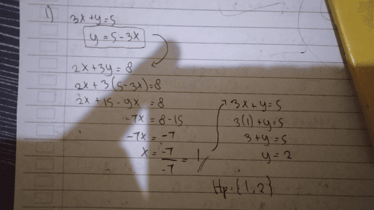 1) 3x +y =S y yos-3x 2x+3y = 8 2x+ 3(6-3x)=8 ₂X +is-gx=8 i-TX = 8-15 -7X = -7 x = -7 73x+y = 5 3(1) + y = 5 3 ty=s -4 y=2 -7 Hp. & 1; 2} 
2=(210x+ 2) 5x +44-53.000 2 10X *8y=106.000 + 2x+39= 31.000 s 10X *isy = 155.000 -7y = -99.000 y=-49000 - 7.000 2x+3y=31.000 - 7 2x + 3(7000)=31.000 x = Jeruk -75.000 2x +21.000 - 31000 y= Apel 2000 2X = Shoto 10.000 X = 10000 5.000 OKEY 
