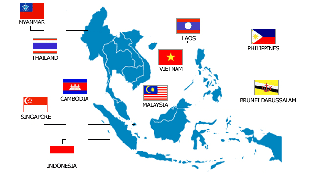 MYANMAR LAOS PHILIPPINES THAILAND VIETNAM CAMBODIA BRUNEI DARUSSALAM MALAYSIA SINGAPORE INDONESIA 