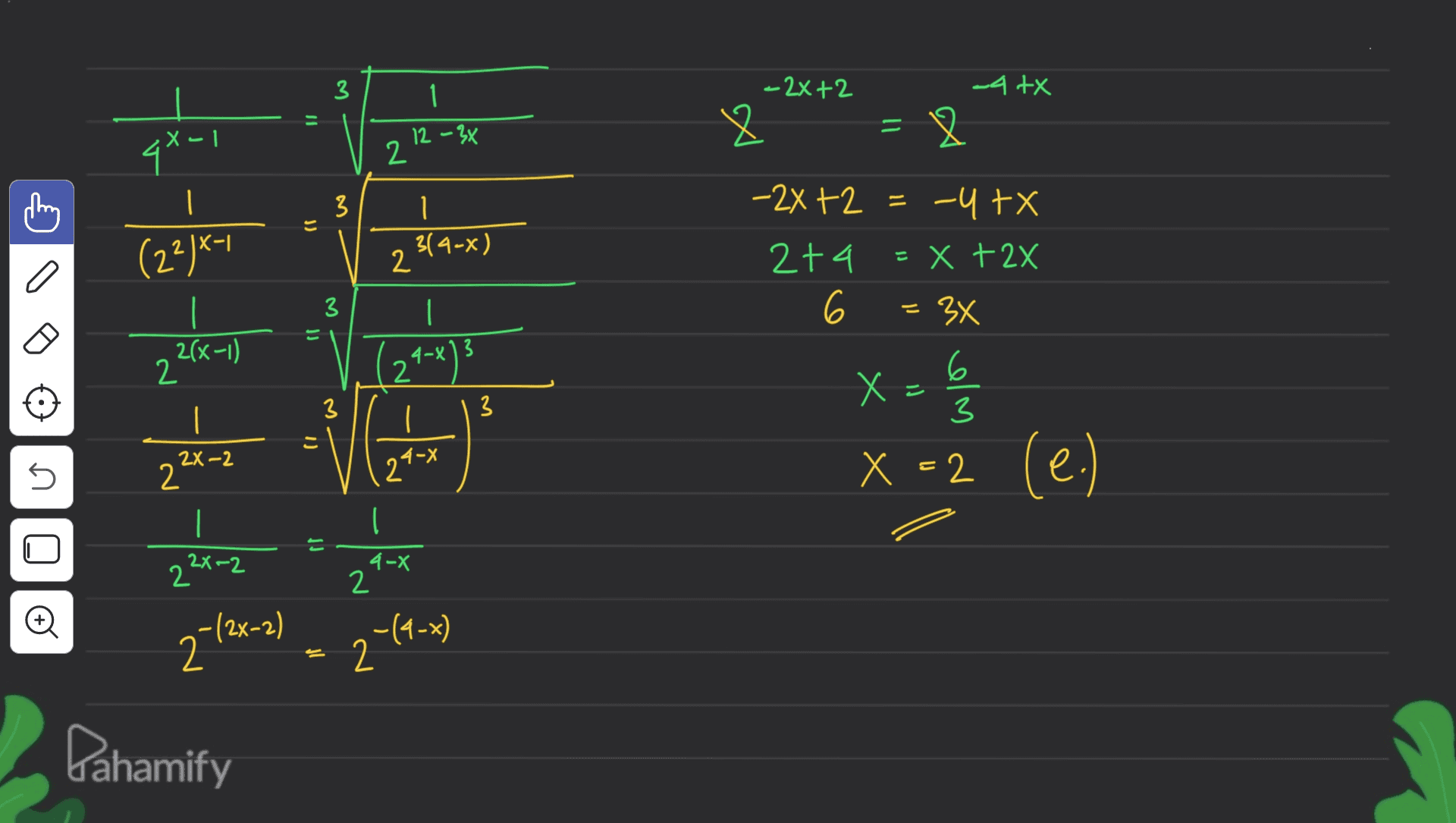 3 -2x+2 -4 tx ♡ 12 - 2x 2 & 4*-! . 3 (2²)X-1 1 319-x) 2 C 1 a 3 -22 +2 = -4tX = 2t4 = x +22 6 = 3x 6 3 z 2(x-1) 2 = V/ 4-813 2 X Х 3 3 | x = x=2 (e.) (1 = VI 4-X 5 2X-2 2 n 2 = 2 X | Q E 22xm2 4-X 2 -(9-x) -(2x-2) 2 2-1-1 Pahamify 