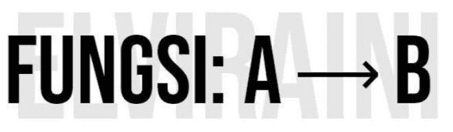 DOMAIN (DAERAH ASAL): A = {X, Y} 
FUNGSI: A B 
RANGE (DAERAH HASIL): B = {1, 2} 
KODOMAIN (DAERAH KAWAN): B = {1, 2, 3} . 