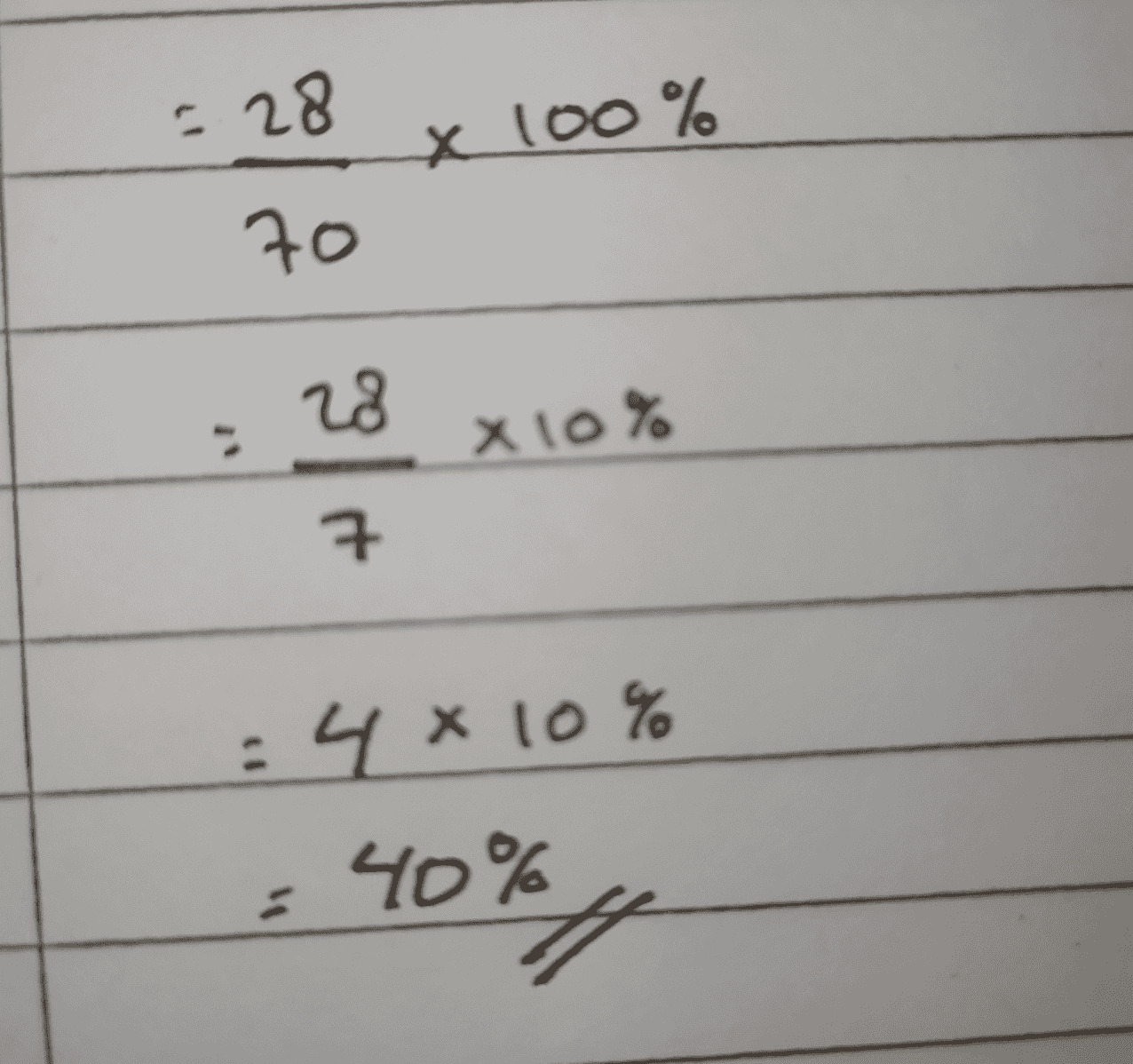 C 28 x 100% 70 28 xto 7 구 :4 * 10% 40% 