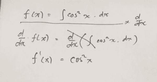 S dx d a Tx d. fLx) f(x) = 6 cosa x (- die ( x, cosx. dx) f'(x) = cost cos²x da 
>cos2x 2 - + f(x) = ( cosx. dx 2. Cos²x-1 cosa= cos2x+ S COSEXH! dx 1 (cos2x+1) dx - 1/2 [ {cos 2x dx +f1-dx 1/4 [ sime + x C x] sin 2x+ 2x 1 f(x) = sin 2x +2% ->f'(x)=d. fcx) 4 и u'. v. v. u } V! (0) V=0 Wkro-og ? (4) 2 8 (cos2x+1) COS2x41 Ne 2 atau cos2xH a cas²x dx u= sinax + 2x u = cos ax. 2+2 V = 4 ze f(x) = 2(cos2x+1)-4-0. (Sin2x+2x) 2 - gux)= x f'(x)=x. cos²x g'ex)= U' V. + VIU A ux , V= cost V-2. cosxfsinx) - 1. cas²x - 2. sinx.cost. carx - x - sinax g'(x-90°) = [cos (7-901]? sinz(x400).30 o (sin xß-(-sin 2x). (7-907 sin²x + (x-7). sinax 