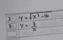 2. Y = √²-16 3. Ý: 3 motay . 