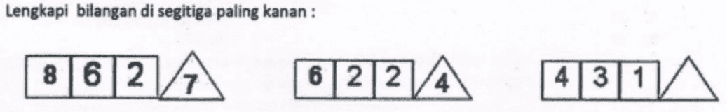 Lengkapi bilangan di segitiga paling kanan : 862A 62214 431 