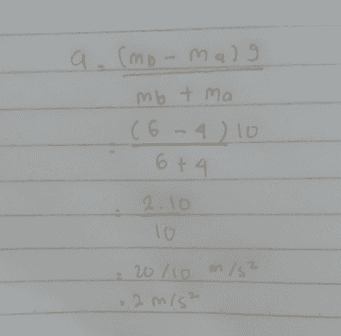 a.(mo-malg mb tma (6-4) 10 6+4 2.10 10 2 20/10 m/s2 2 m/s2 