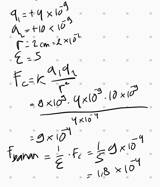 9, = +4x109 =+10x159 r=2cm=2x102 .E=5 5 Fackliga 8x103 4x109.10x18 4x109 Eganan gxion Fc = 1/29x109 - ह E oy 1,8 x 10 