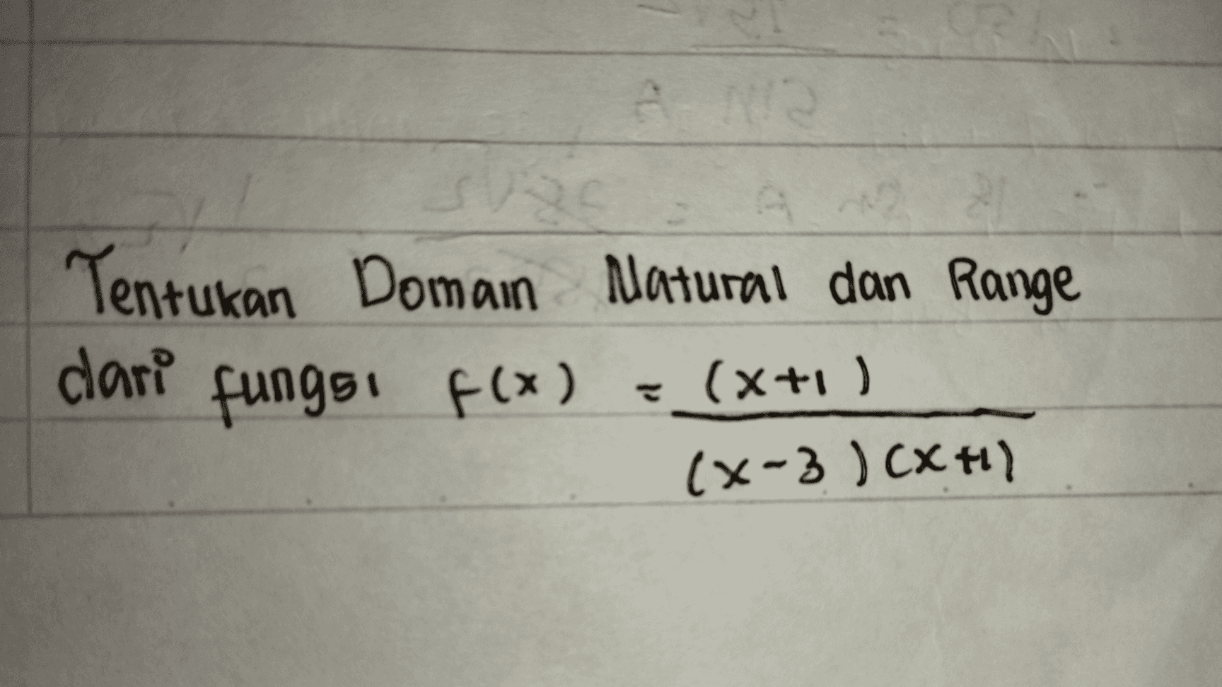 Tentukan Domain Natural dan Range dari fungsi f(x) (x+1) (x-3) CX H) 
