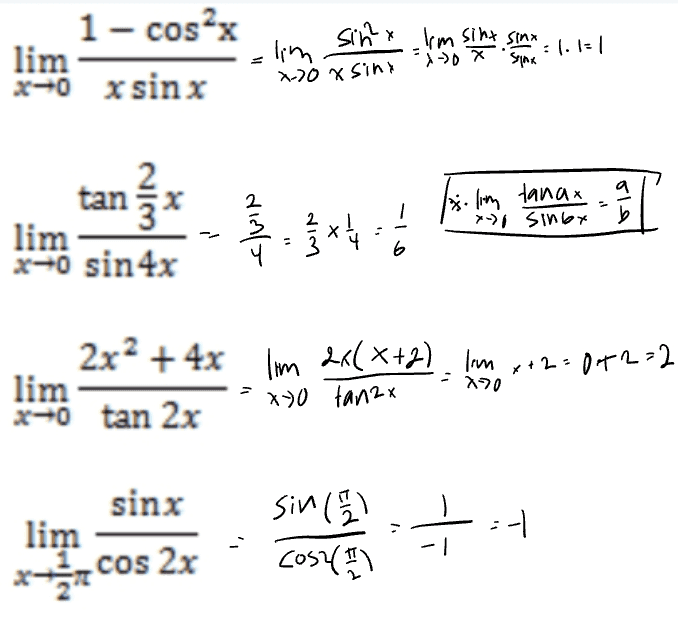 1-cos2x lim x-0 x sinx lim sinx I'm sint sinx : 1.11 EX-30Spax *-70 X sin Ixlim tanax 2 tan lim 2-0 sin 4x old *-) Sinby 1 <lvin vim х 2x2 + 4x Im 26(x+2). Im F# 2507222 lim 2-0 tan 2x : 170 x)0 tanax sinx lim 1. cos 2x sin Cosy(1) :-1 -1 * 