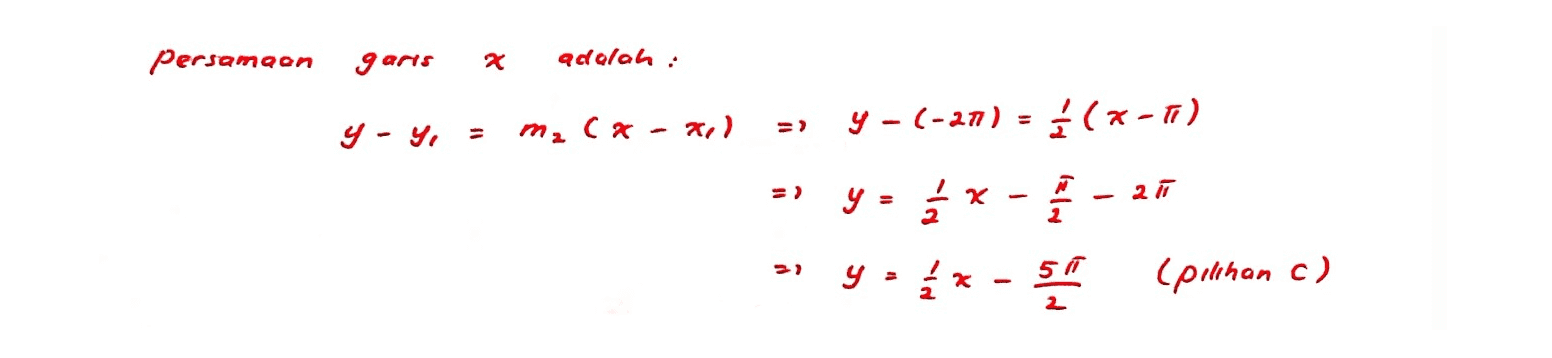 Persamaan garis 2 adalah : y - y = m₂ Carol y-(-20) =(x-1) yox - za (pilihan c) old 이에 